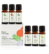 Plant Therapy Top 6 USDA Organic Essential Oil Set - Lavender, Peppermint, Eucalyptus, Lemon, Tea...
