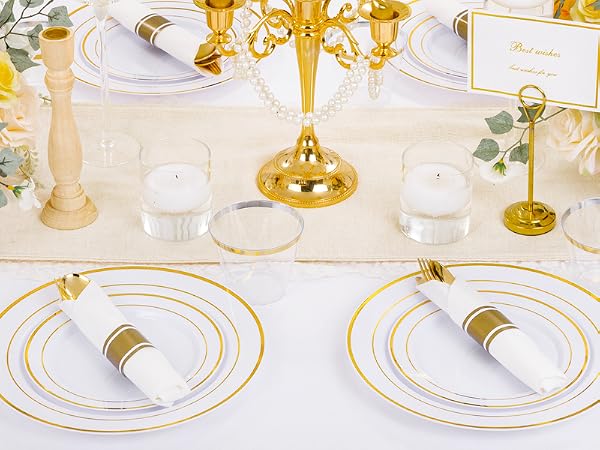 gold disposable tableware