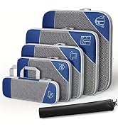 6 Set Space Saver Bags,Compression Packing Cubes for Travel Essentials,Compressible Expandable Pa...