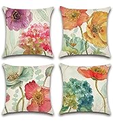 Artscope Set of 4 Waterproof Throw Pillow Covers 16x16 Inches, Hydrangea and Lotus Pattern Decora...