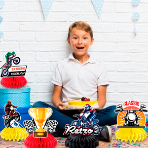 motorcycle birthday honeycomb centerpieces
