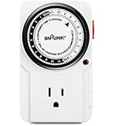 BN-LINK 24 Hour Plug-in Mechanical Timer Grounded for Aquarium, Grow Light, Hydroponics, Indoor L...