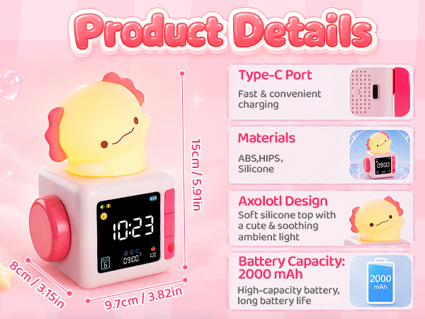 Axolotl Alarm Clock for Kids