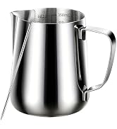 SECPOEDR 12OZ Stainless Steel Milk Frothing Pitcher with Decorating Pen | Barista Latte Art Milk ...
