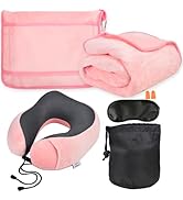 Travel Blanket and Pillow Set - Travel Neck Pillow & Blanket for Airplane, Thick Fleece Blankets ...