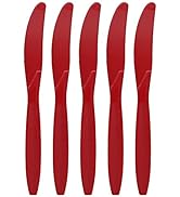 Amcrate Red Disposable Medium Weight Plastic Knives - Ideal for Weddings, Party’s, Birthdays, Din...