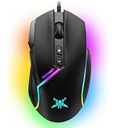 TECKNET Wired Gaming Mouse, 12,800 DPI with Optical Sensor, 8 Programmable Buttons, 13 RGB Backli...