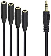 Poyiccot 3.5mm Splitter Mic and Audio Cable, 3.5mm Headphone Splitter 1 to 4 Ways 3.5mm (1/8") TR...