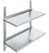 AmGood 16 in. x 36 in. Two-Tier Stainless Steel Wall Mount Shelf | Heavy-Duty Metal Shelving for ...