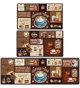 InIsaJace Coffee Rugs for Kitchen Floor, Kitchen Mats for Floor 3 Pieces, Absorbent and Washable ...