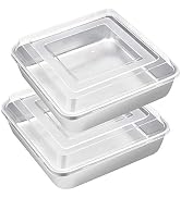 E-far 8 x 8-Inch Baking Pan with lid, Square Cake Brownie Baking Pans Stainless Steel Bakeware Se...