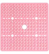 Naoloture Large Pink Square Shower Mat Non Slip 27 x 27 Inch, Soft Bath Mat Bathtub Mat for Insid...