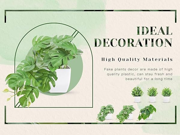 Fake Small Artificial Plants for Home Office Desk Bathroom Aesthetic Farmhouse Room Decor Indoor