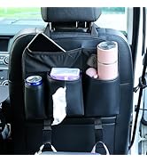Amooca Car Backseat Organizer PU Leather Storage Bags Travel Accessories Large Pockets for Water ...