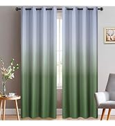 Yakamok 84 Inch Long Ombre Curtains,Thermal Insulated Greyish White to Sage Green Color Curtains,...