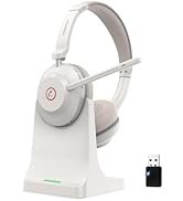 Wireless Headset, QCC 5.2 Bluetooth Headset with Microphone Noise Canceling/USB Dongle, Wireless ...