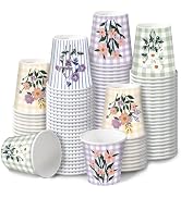 RUSPEPA 2 oz Bathroom Cups, Disposable Paper Cups - 100 Pack Set Flower and Plaid Design Printed ...