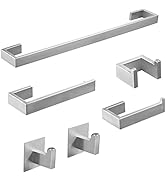 Fapully 23.6-Inch 6 Piece Bathroom Hardware Accessories Set Stainless Steel Wall Mounted Brushed ...