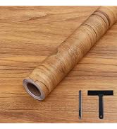 COSNIGHT Wood Grain Contact Paper with Tools, Peel and Stick Wallpaper, Self Adhesive Wall Paper ...