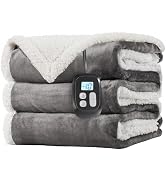 LaffyLo Electric Heated Blanket Full Size 72"x 84", Flannel & Sherpa for Bed, Sofa and Couch, ETL...