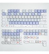 AULA MOA Keycaps 130 Keys, Dye Sub PBT Keycap Set for Mechanical Keyboard, Cloud Puppy Pattern Cu...