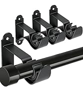 4 Pack Curtain Rod Bracket, Heavy Duty Curtain Rod Holder Hook for Wall, Black Drapery Rod Suppor...