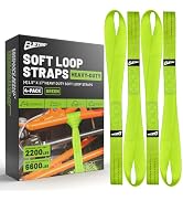 ELIFTING Soft Loop Tie Down Straps 4 Pack, 1.5 in x 17 in Loops, Green | 1.5 inch wide heavy duty...