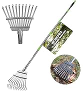 WORKPRO Rake, Small Rake for Leaves with 72” Adjustable Long Handle, 11 Steel Tines, Heavy Duty M...