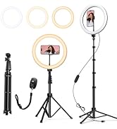 ATUMTEK 12" Selfie Ring Light with 63" Extendable Tripod Stand, Selfie Light with Phone Holder an...