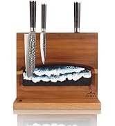 Grihot Magnetic Knife Block, Double Sided Knife Holder Stores 10+ Knives, Original Acacia Wood Wi...
