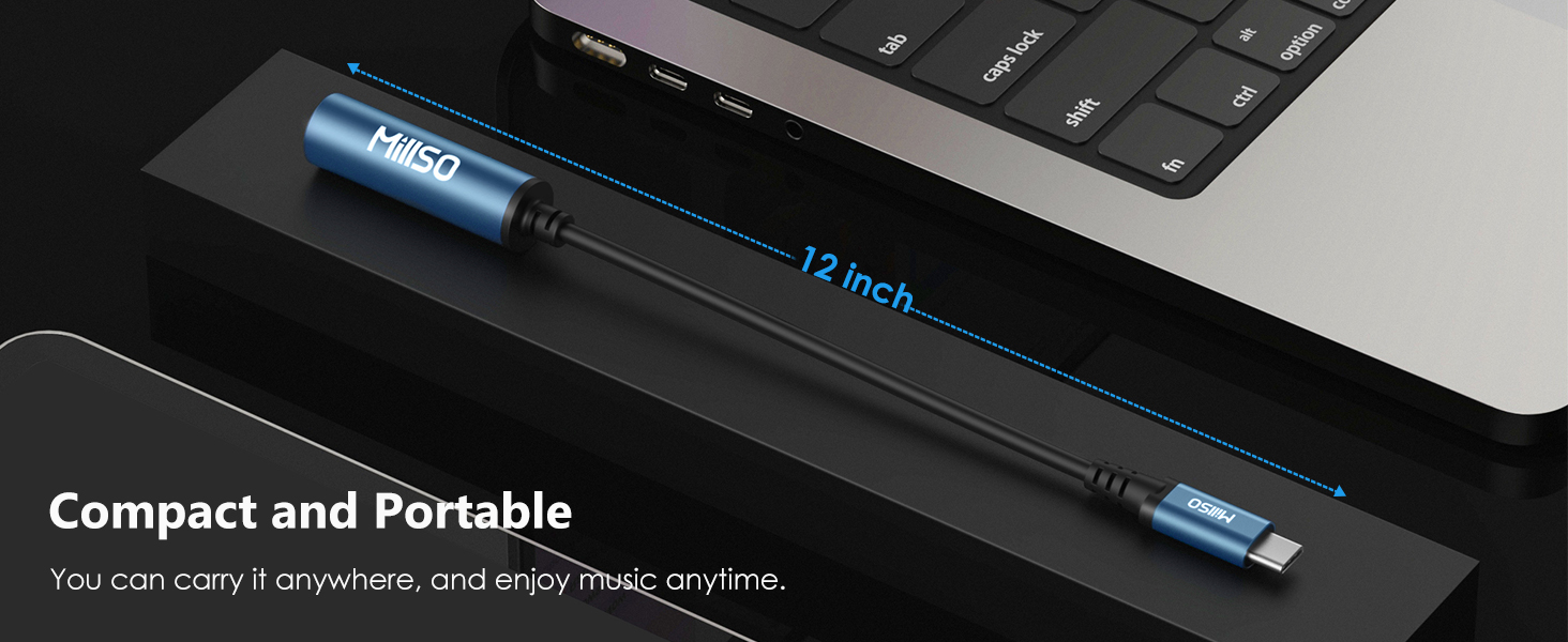 Type C to 1/4 headphone adapter size