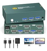 Dual Monitors HDMI KVM Switch 2 Computers 2 Monitors USB3.0 4K@60HZ 2 Port KVM Switcher for 2 PC/...