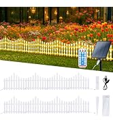 Hopolon 8 Pack White Picket Fence for Garden, 11.1in (H) X 9.1ft (L) Garden Fence Border with 144...