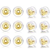 DELECOE 18K Gold Silicone Earring Backs for Studs Droopy Ears Hoops Fish Wires,Locking Secure Ear...