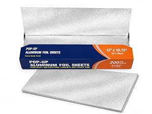 BronzeOx 12 x 10.75-inch pop-up aluminum foil sheets, 200-count box.