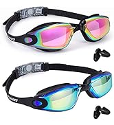 Keary 2 Pack Anti-Fog Swim Goggles for Adult Youth Kids 6+, Anti-UV Waterproof Triathlon Pool Gog...