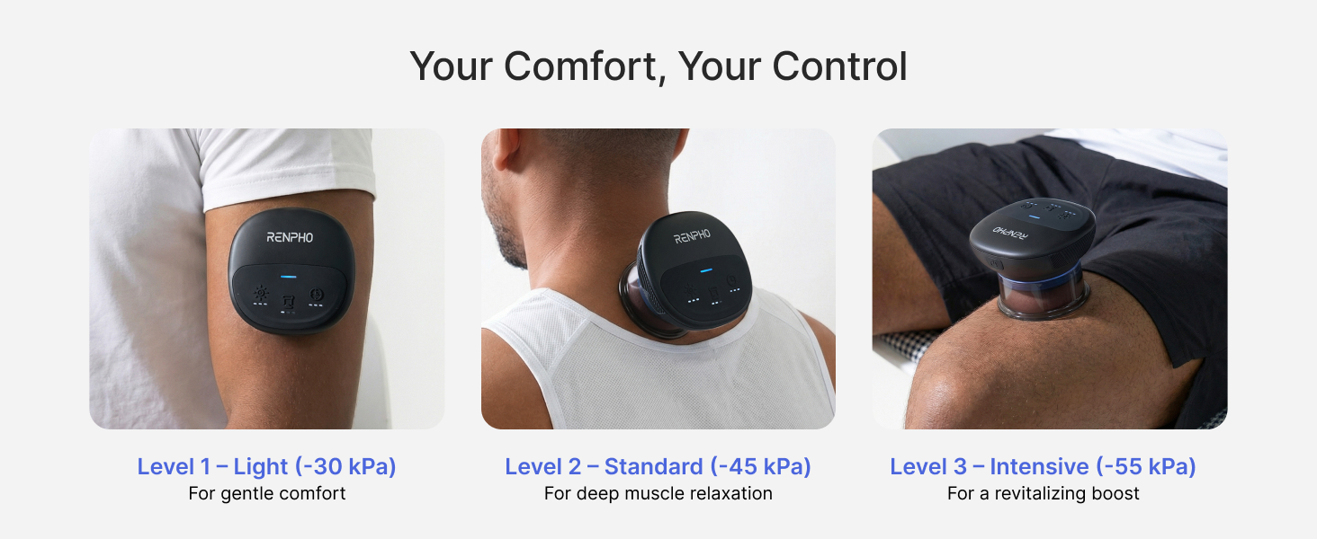 Electric cupping massager with adjustable suction levels and heating modes for personal comfort