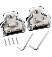 NuIth 2PCS 2-Way Power Distribution Block, 0/2/4 Gauge Input in 4/8 Gauge Out Auto Stereo Ground ...