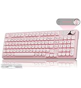 EWEADN V102 Wired Keyboard, 98 Keys Creamy Gaming Keyboard with Display Screen, Media Knob RGB Si...