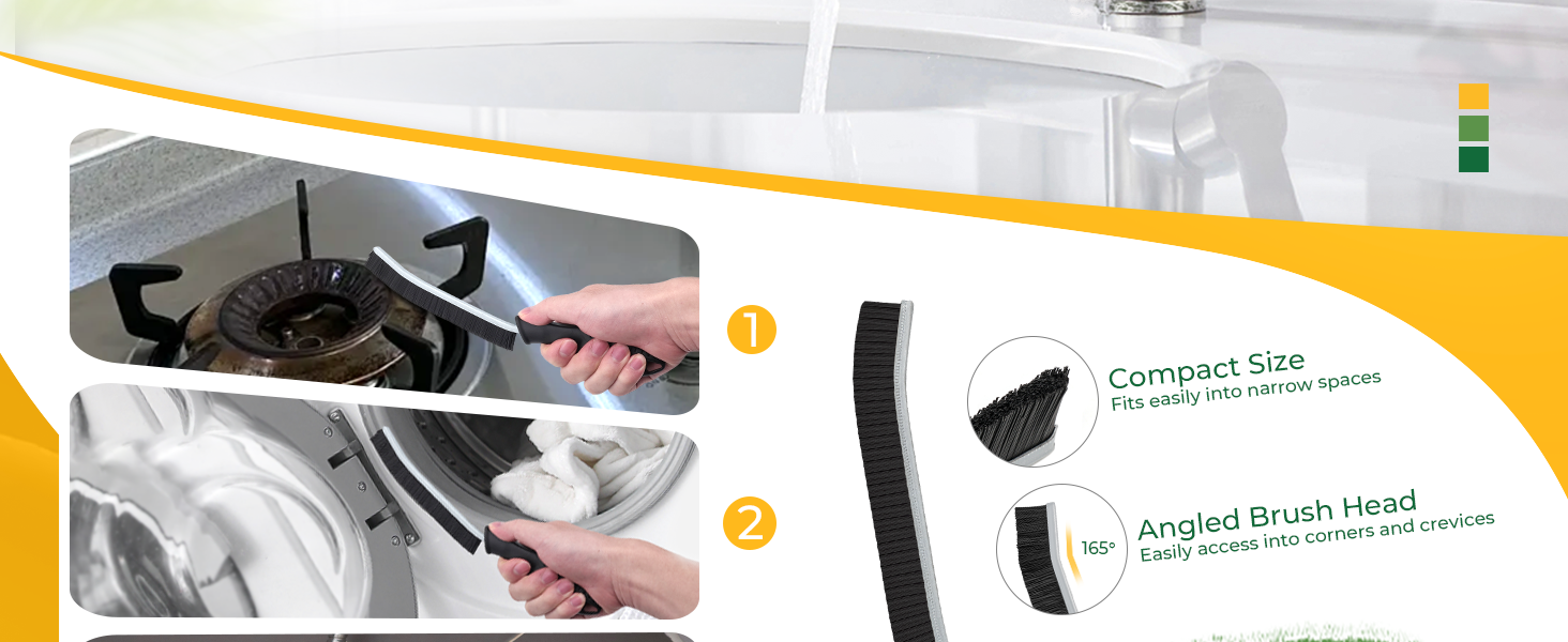 Narrow cleaning brush easily access into corners and crevices