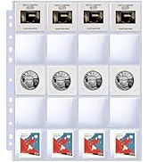 30 Pack 600 Pockets 2x2” Coin Flip Sleeves, Heavy Duty Stamp Collection Pages for 3 Ring Binder, ...