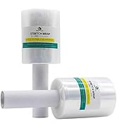 2 Pack Industrial Clear Mini Stretch Wrap Roll with Handle, 5inch 1000feet 80gauge for Heavy Duty...