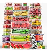 70 Pcs Large Food Storage Containers with Lids Airtight-2500ML to Small Box,Total 22812 ML Stacka...