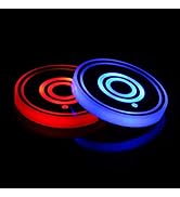 LED Car Cup Holder Lights, 7 Colors Changing USB Charging Mat Waterproof Cup Pad, LED Interior At...