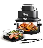 Rosewill 8-in-1 Portable Glass Air Fryer, 5.5QT & 1.6QT Dual Transparent Glass Cooking Pot with S...