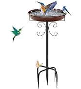 Daoeny 35In Metal Bird Bath for Outside, Bird Bath Bowl with 5 Prongs Base Stake, Freestanding Ga...
