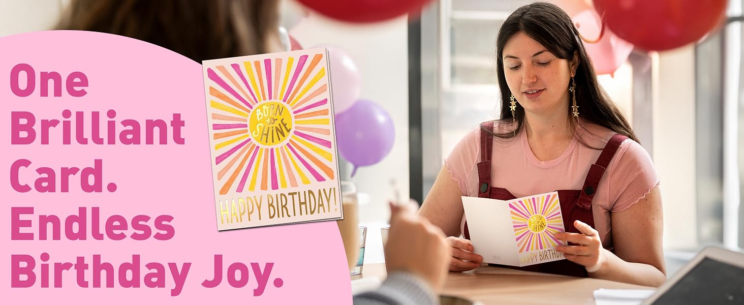 sealed birthday card with pink envelope and confetti celebration flat-lay