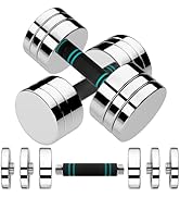 LIFERUN Steel Adjustable Dumbbell Set of 2, 5/10/15lb Free Weights Dumbbells Set, Non-Slip and Co...
