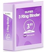 SUNEE 3 Ring Binder 3 Inch 1 Pack, Clear View Binder Three Ring PVC-Free (Fit 8.5x11 Inches) for ...