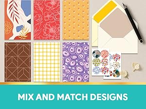 Mix and match the blanks cards and envelopes with stickers seals.